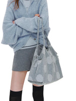 Polka Dot Drawstring Shoulder Tote