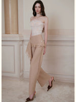 Lace Wide Leg Suit Pants
