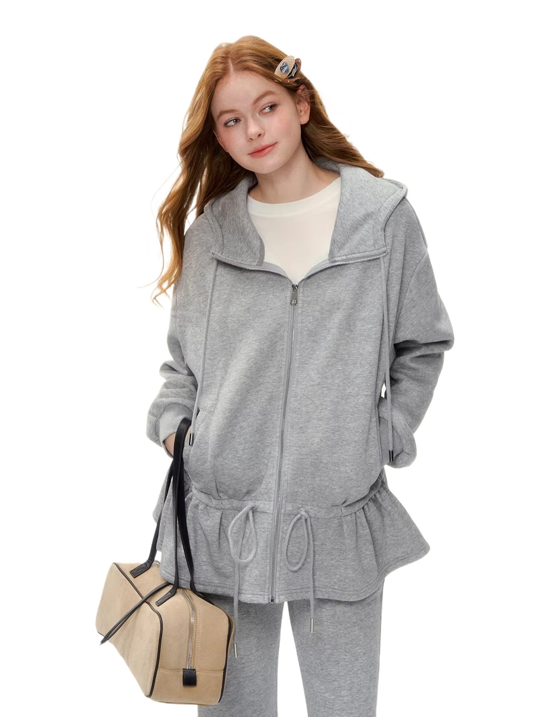 Drawstring Fleece-lined Hoodie &amp; Pants Set