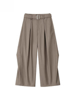 Belted Wide-Leg Tailored Trousers