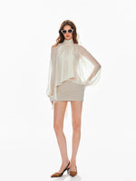 French Stand Collar Tencel Blouse