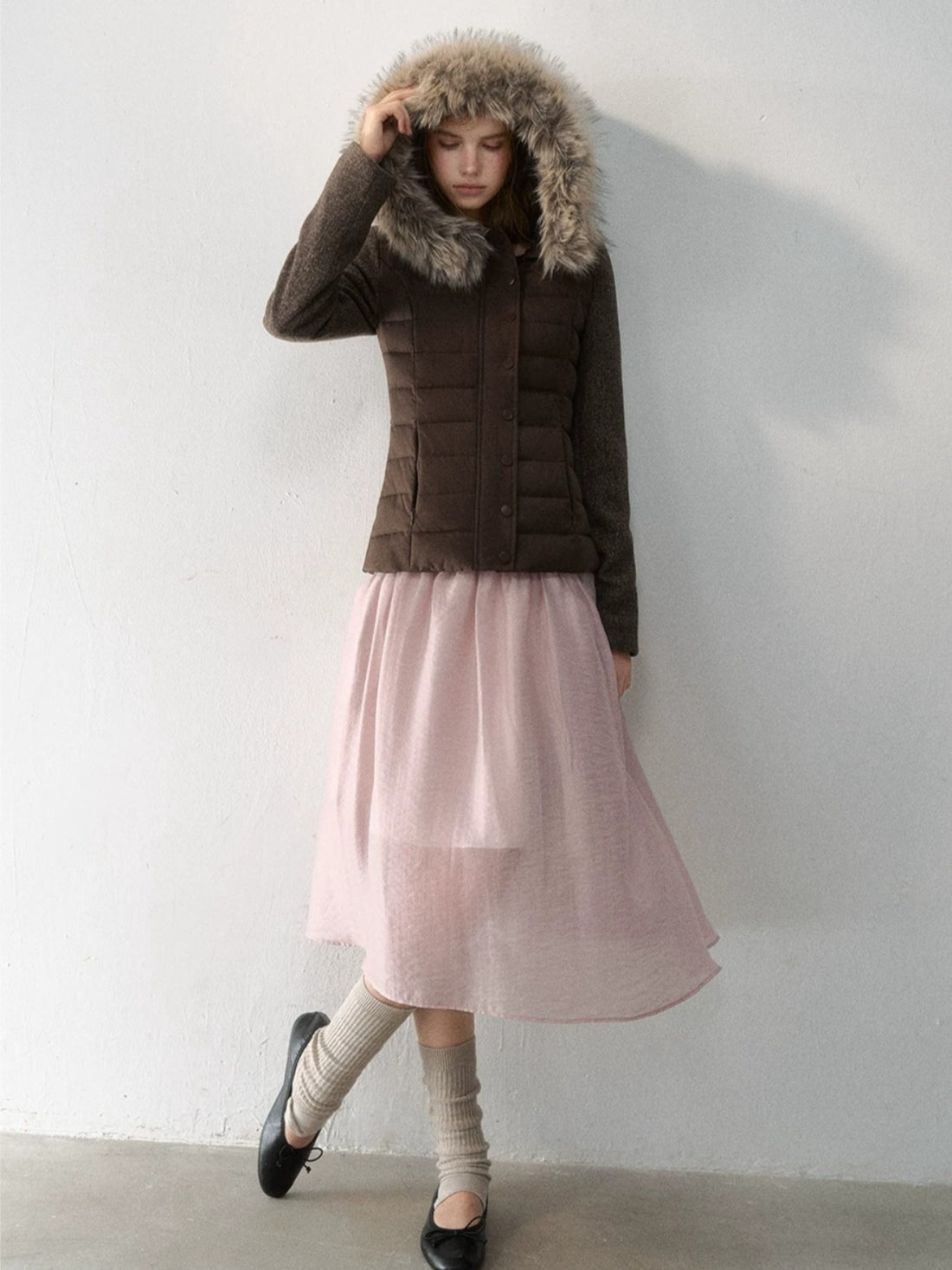 Vintage Layered Pleated Midi Skirt