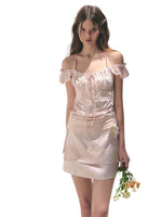 Pink Lace Flutter Sleeves Top