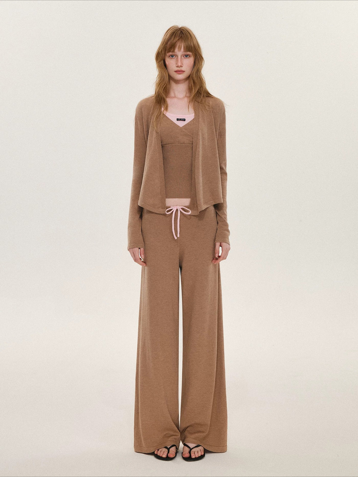 Contrast Wool Blend Three-Piece Set
