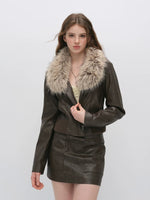 Vintage Fur Collar PU Jacket