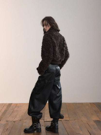 High-Neck Faux Fur Jacket