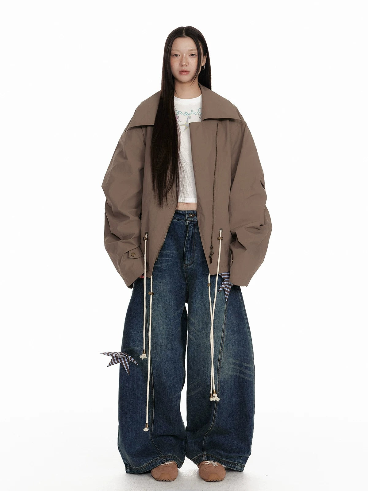 Star Patch Wide Leg Jeans