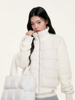 Faux Fur Knit Sleeve Down Jacket