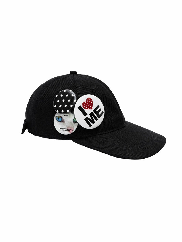 Badge Polka Dot Canvas Baseball Cap