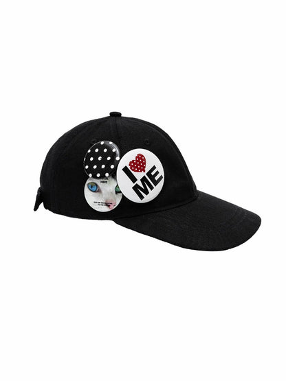 Badge Polka Dot Canvas Baseball Cap