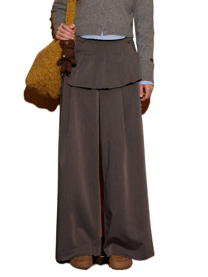 Pleated Layer Wide-Leg Pants