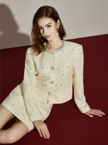 Jacket &amp; Classic Pearl Tweed Skirt Set