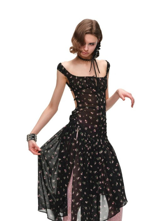 Open-Back Floral Dress