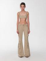 Suede Studded Cargo Flare Pants