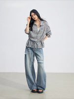 Retro Plaid Tie Shirt