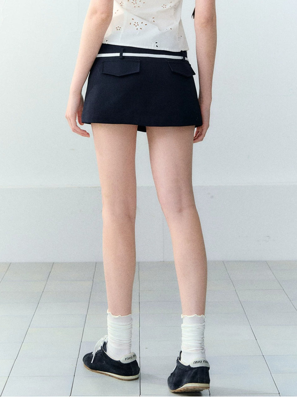 Contrast Drawstring Skort