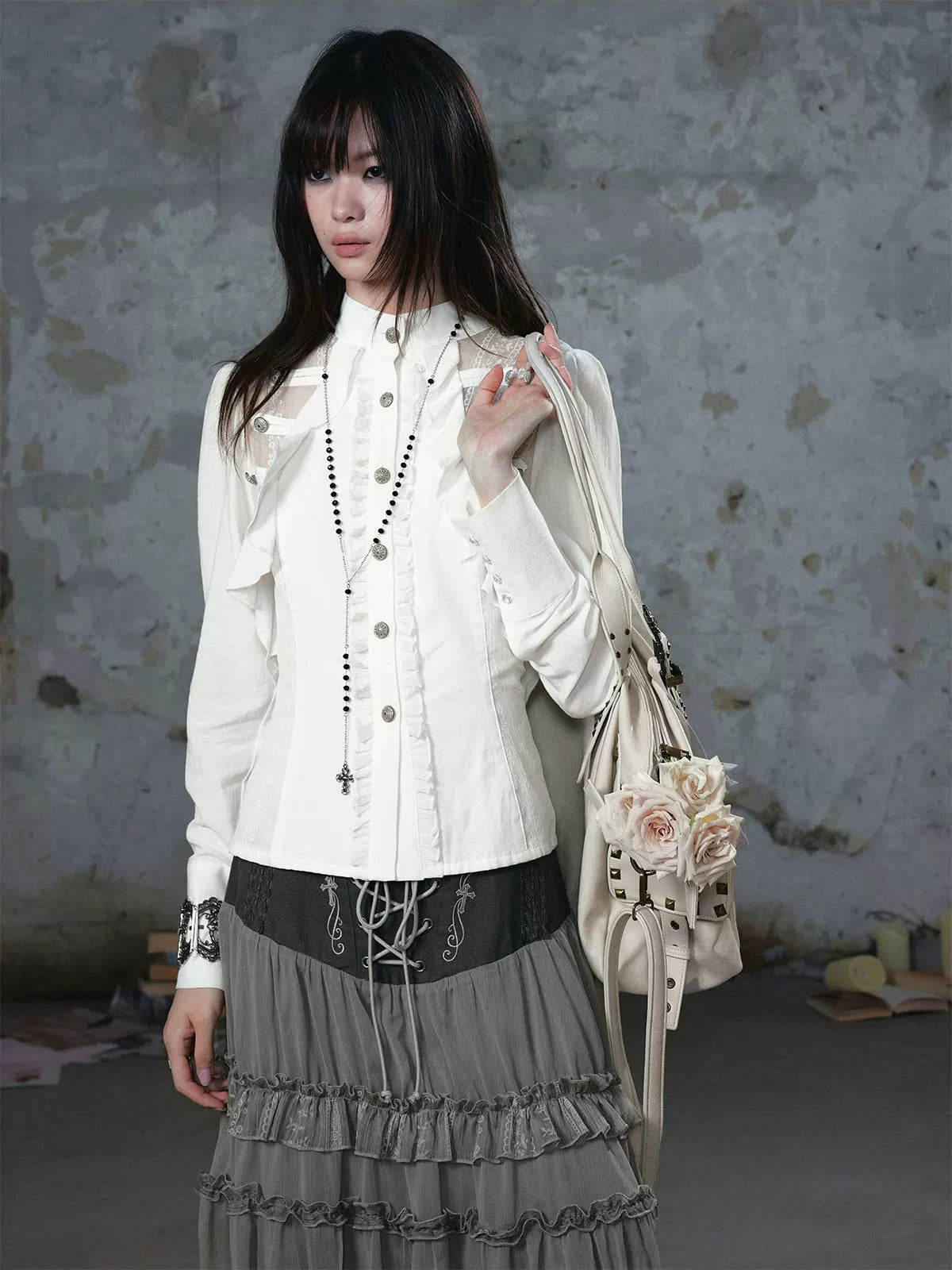 Napoleon Lace Ruffle Waist Shirt