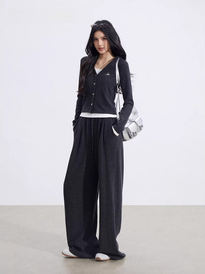 Deep Gray Hooded Sweatshirt Set