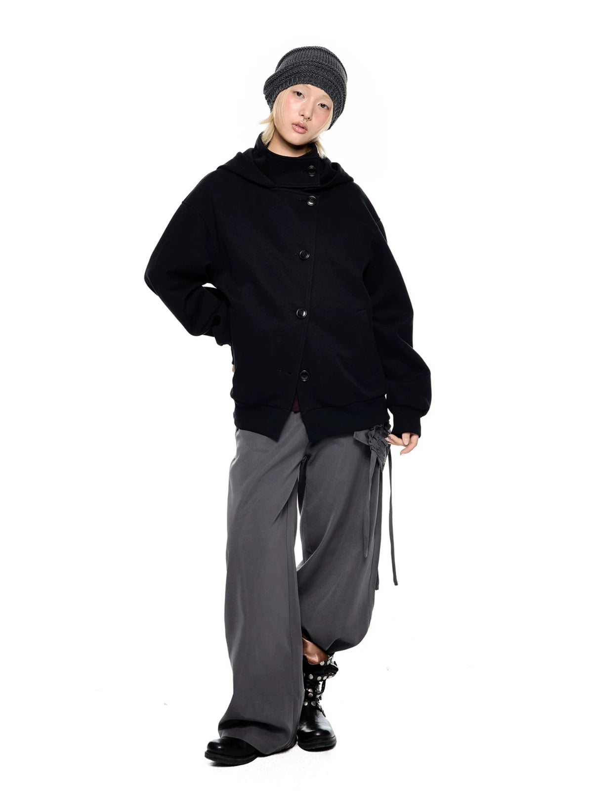 Academy Button Cropped Hoodie