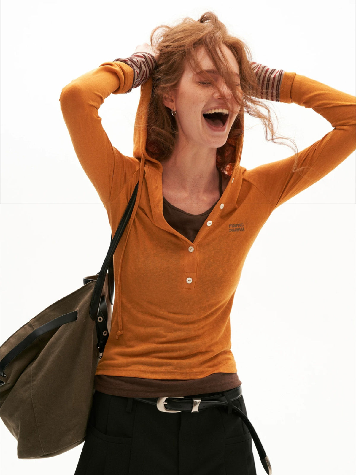 Layered Hooded Contrast Top