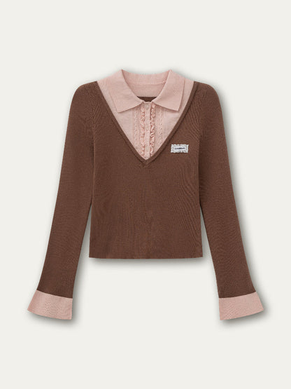 Fake Two-piece Knit Polos
