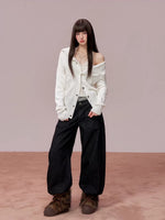 Convertible High Collar Knit Cardigan