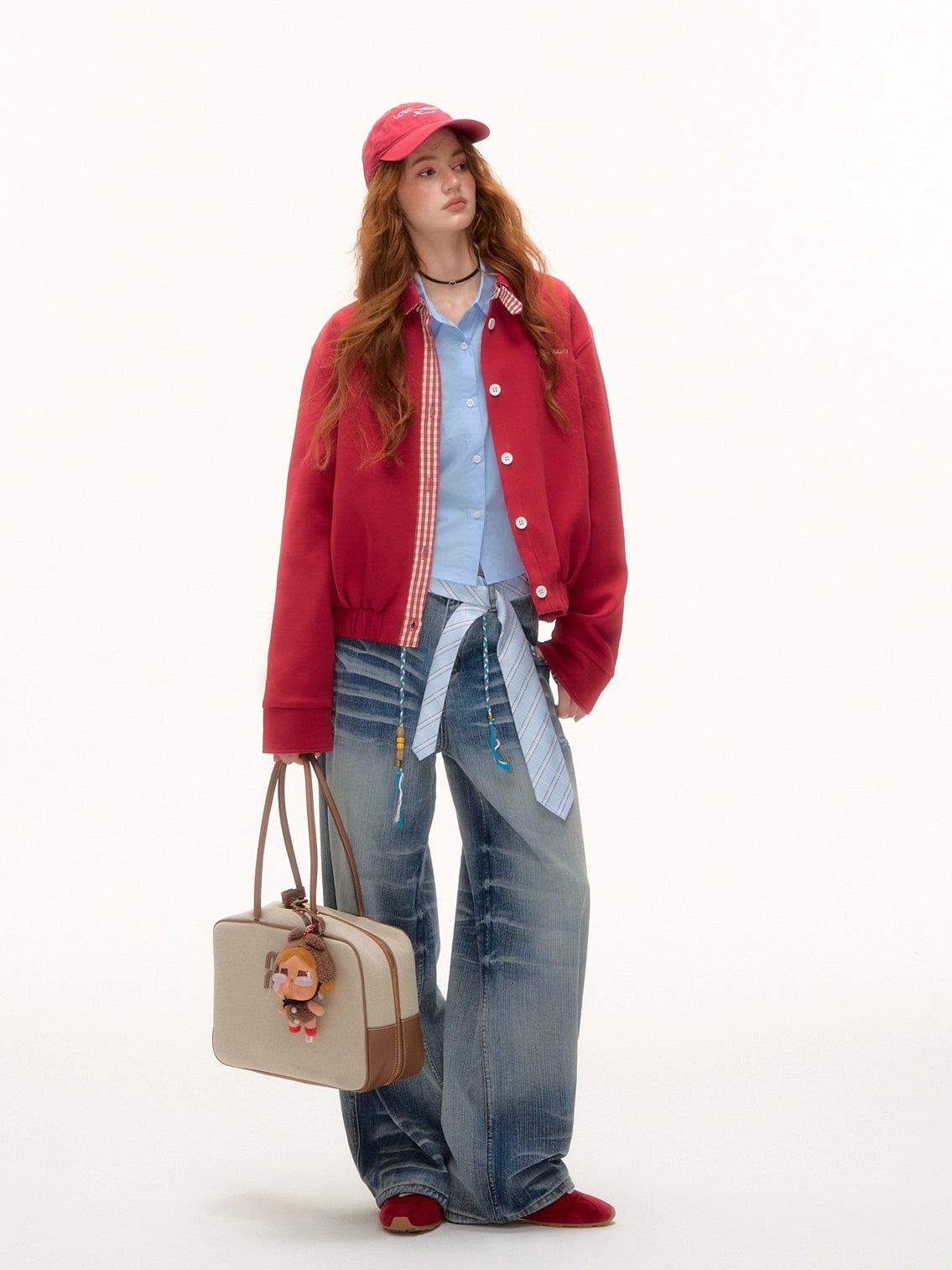 Red Plaid Collar Jacket