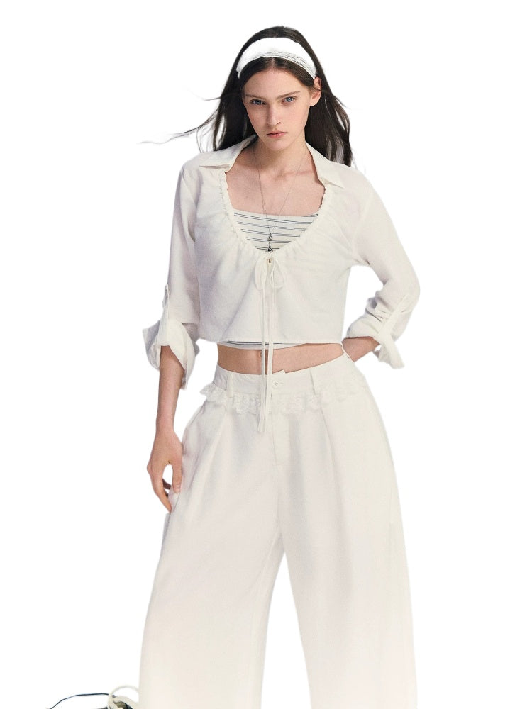 Lace Detail V-neck Set