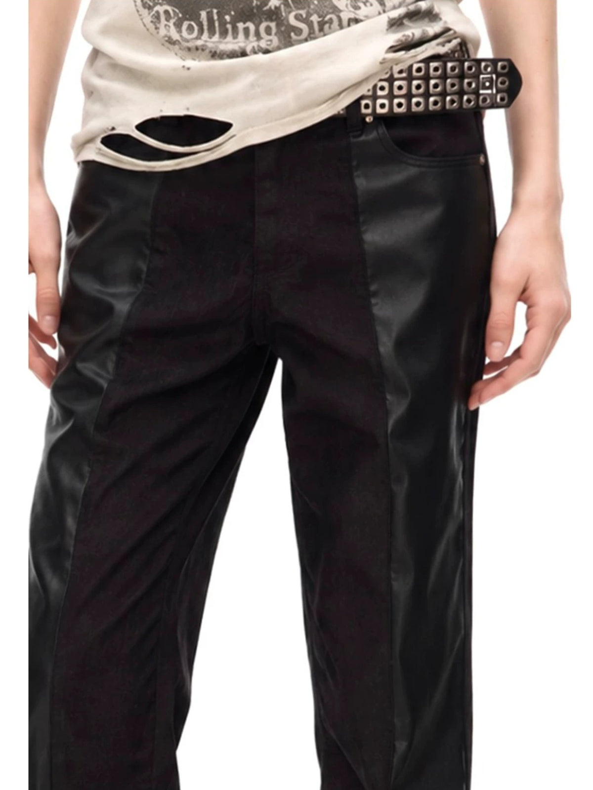Black Stacked Street Trousers