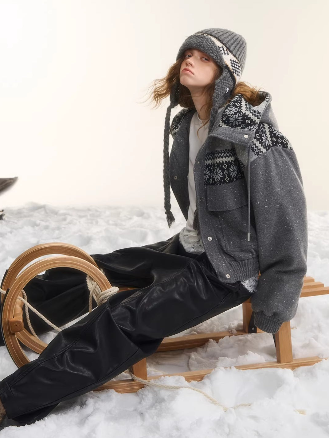 Fair Isle Hooded Down Jacket