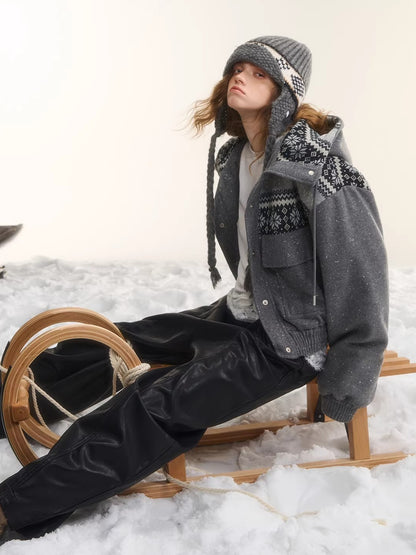 Fair Isle Hooded Down Jacket