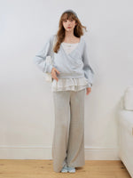 Lace V-Neck Sweatshirt Top