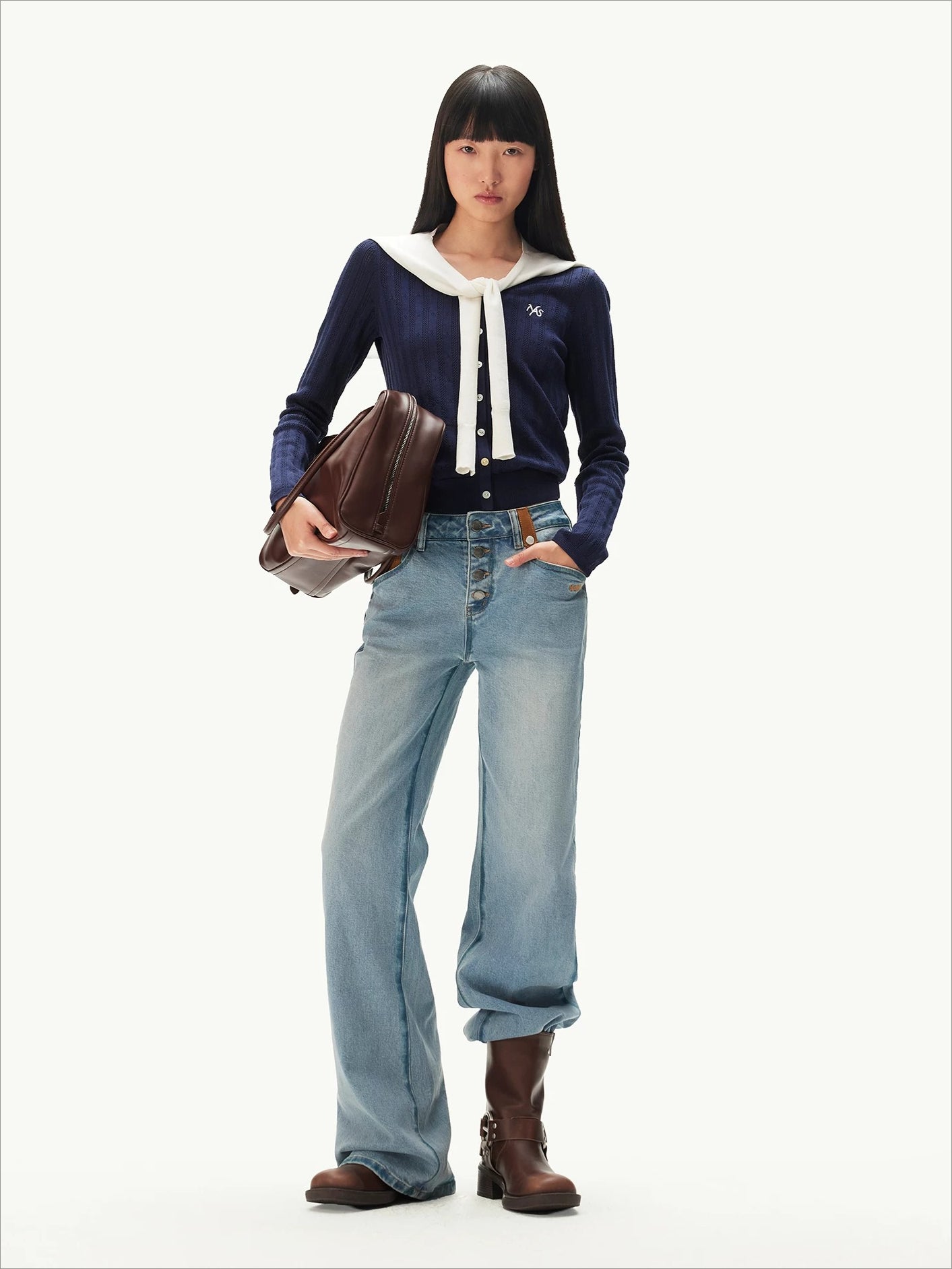＋5CM N4 Suede Straight Jeans