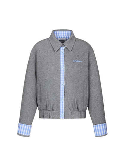 Collared Sweatshirt Patchwork Short Jacket