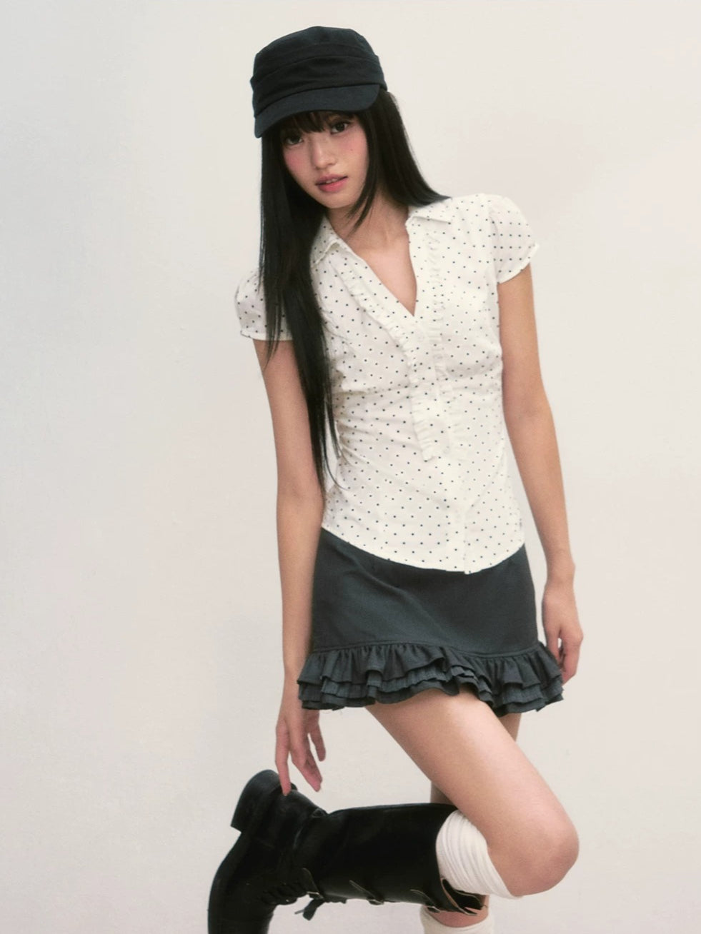 Polka Dot Puff Blouse