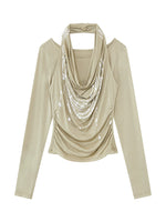 Lyocell Two-Piece Pearl Draped Top