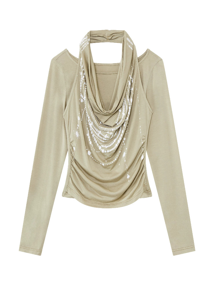 Lyocell Two-Piece Pearl Draped Top