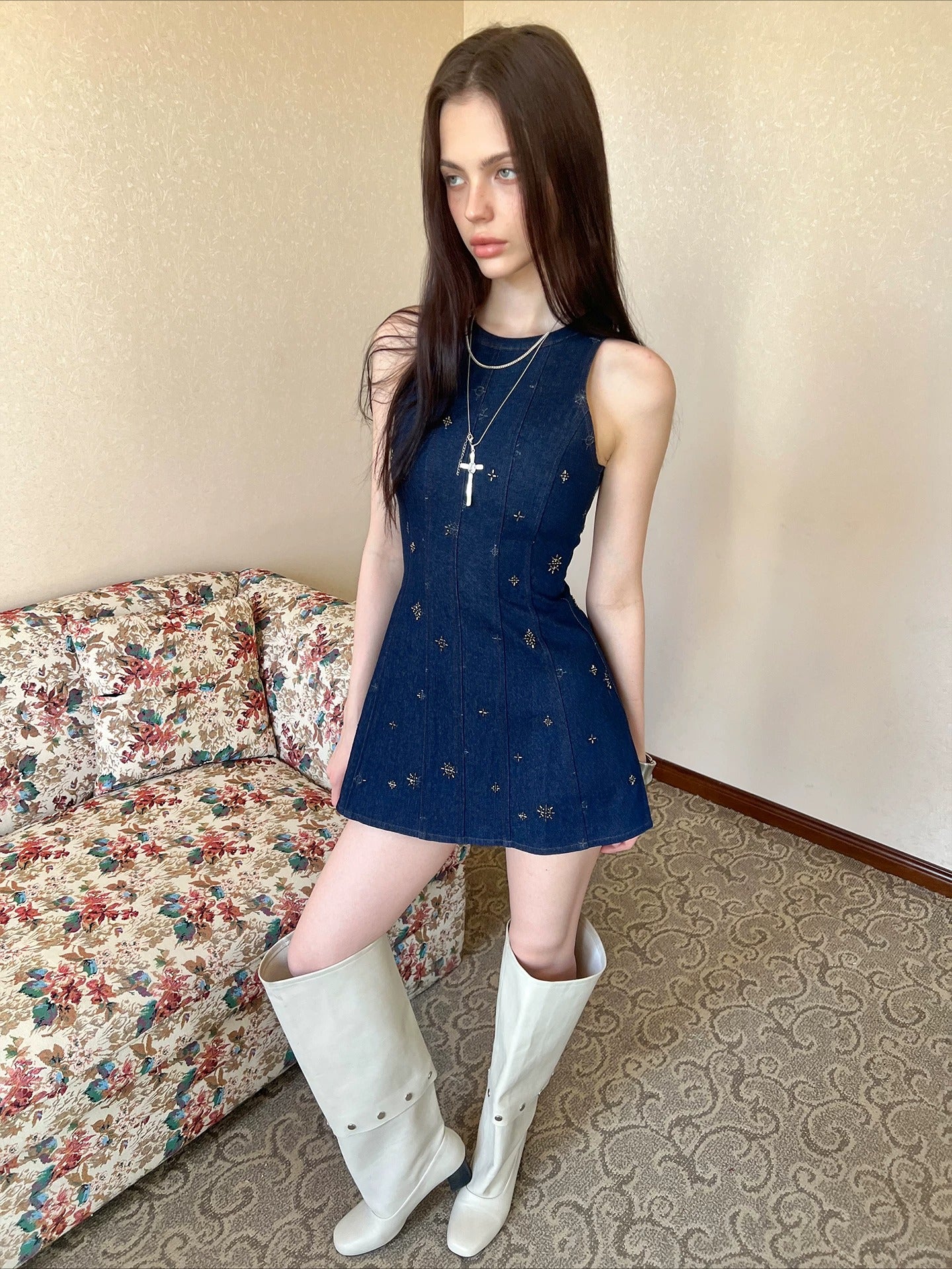 Embroidered Tank Dress