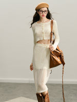 Beige Knitted Lightweight Cardigan