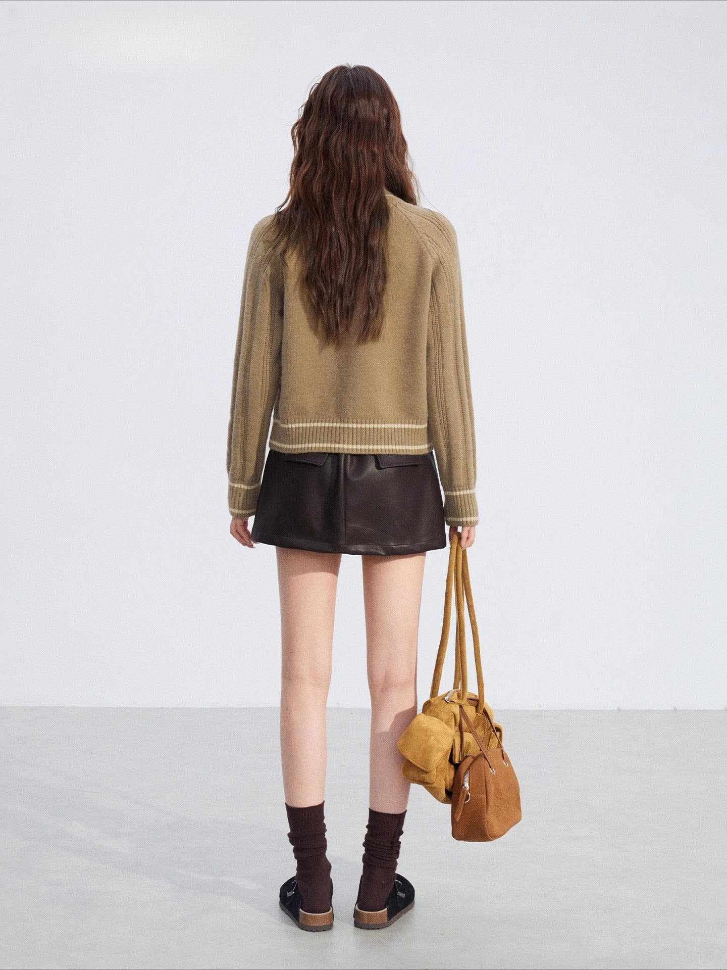 Contrast Zip Cable Sweater