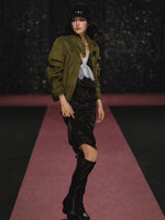 Ruched Stand Collar Faux Suede Jacket