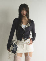 Blue Striped Knit Cardigan