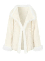 Fox Fur Trim Knit Coat
