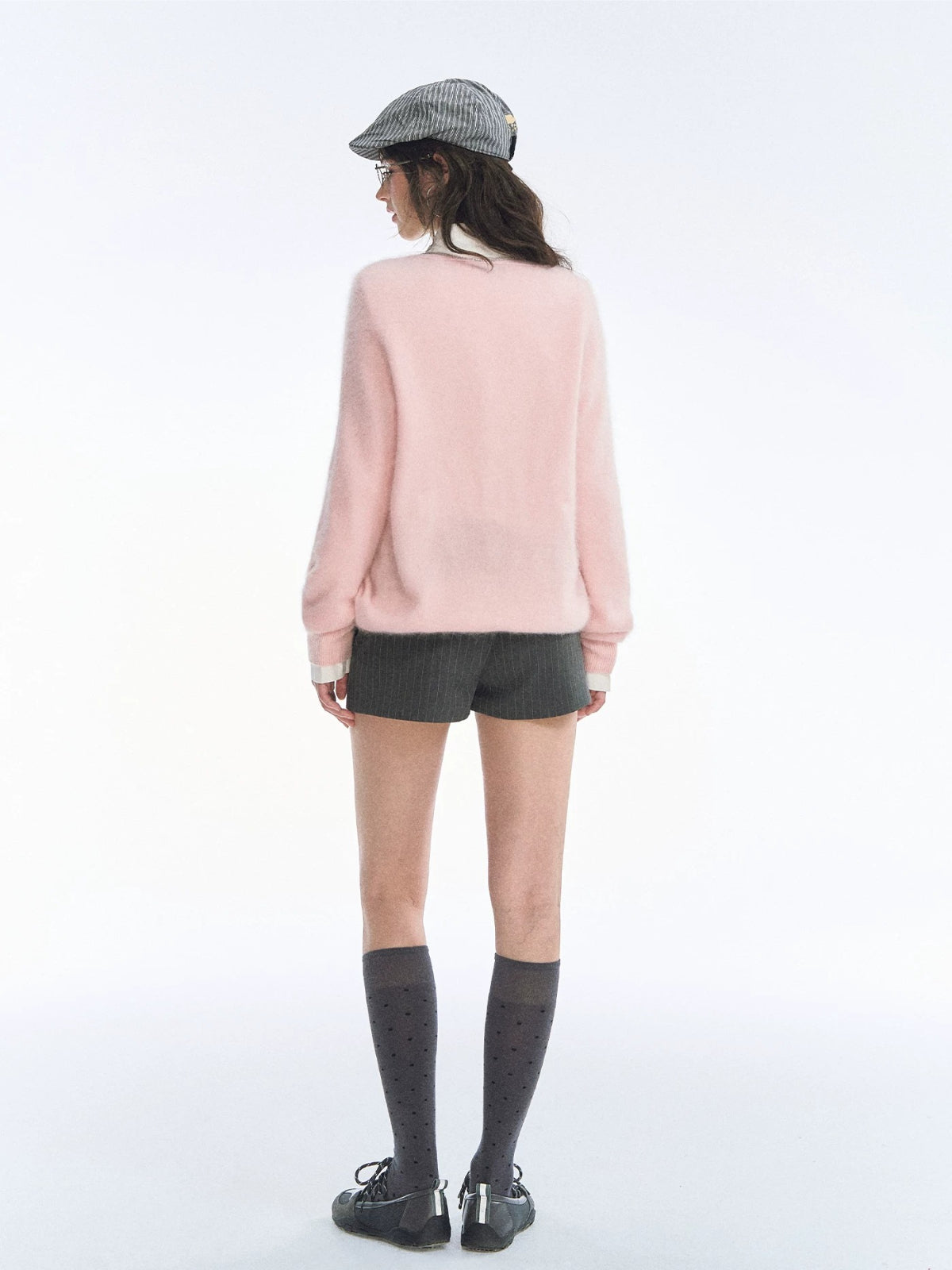 Seamless V Neck Silk Wool Sweater