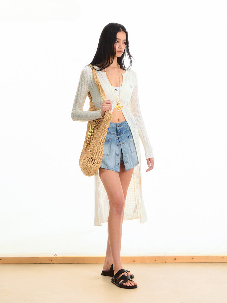 Anti-Pilling Round Neck Lightweight Knit Cardigan