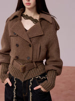 Wool-Blend Knit-Panel Jacket