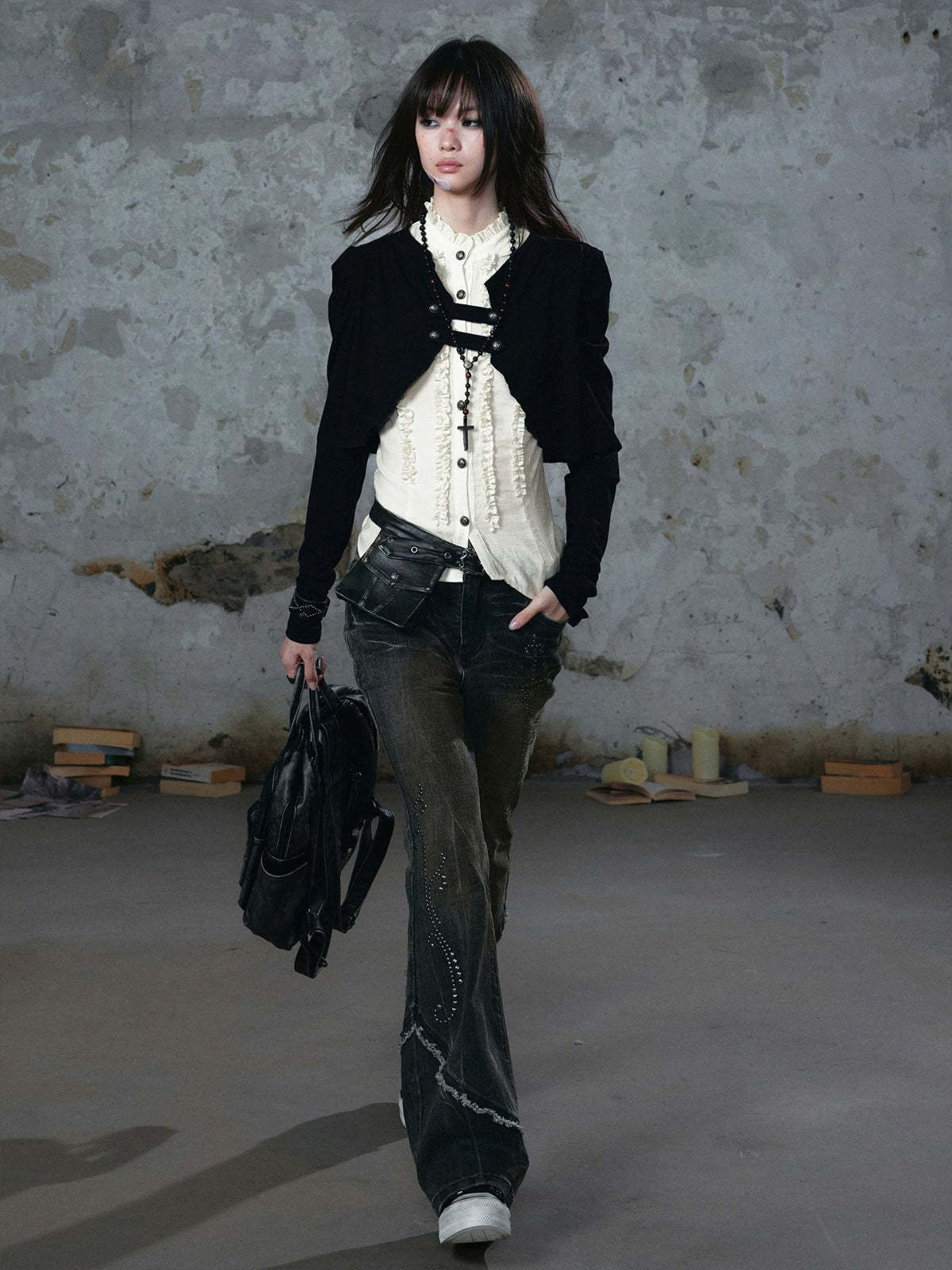 Vintage Ruffled Layered Cardigan