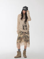 Icelandic Animal Jacquard Cutout Knit Sweater