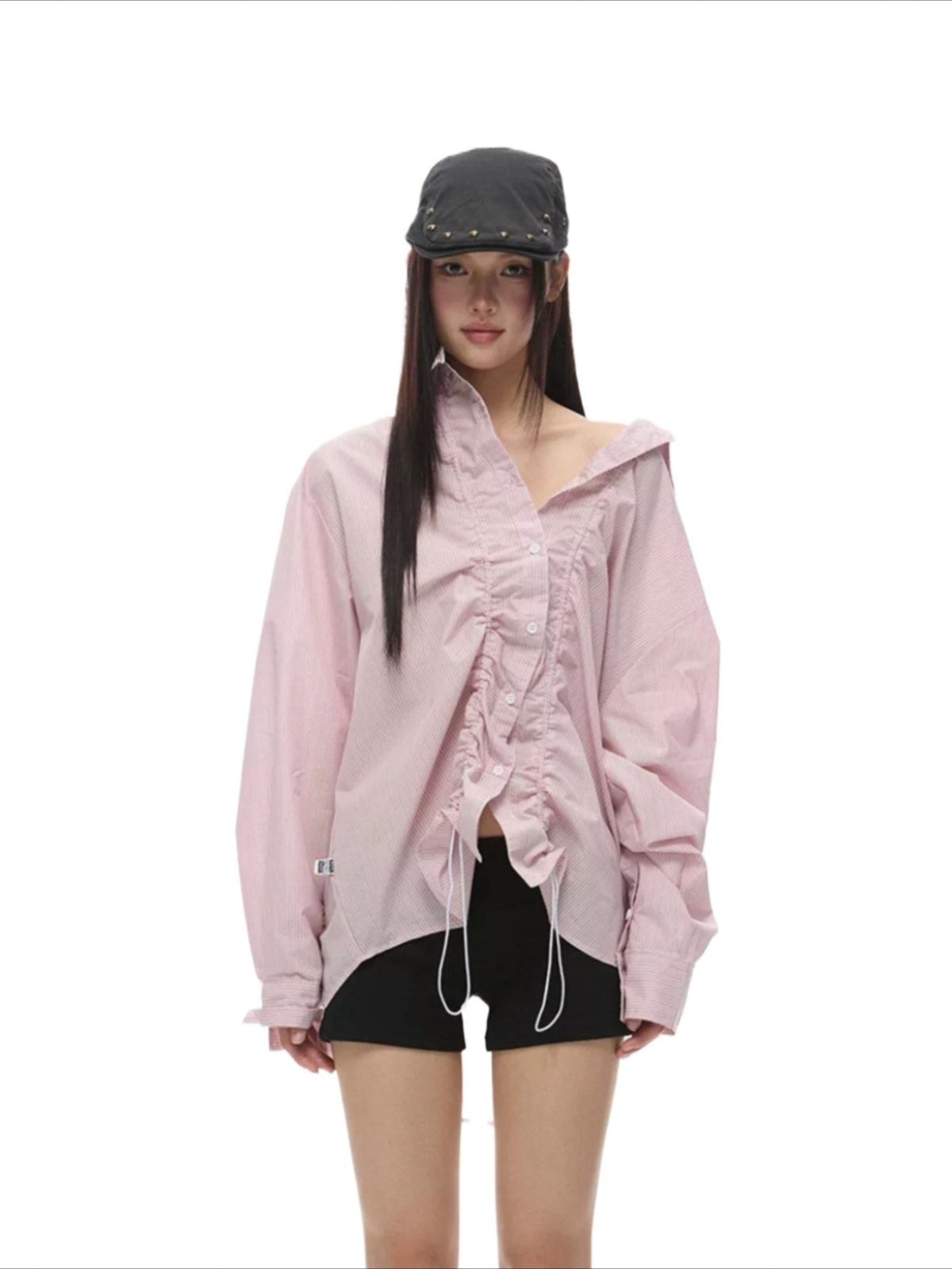 Stripe Drawstring Shirt