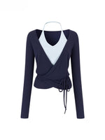 Colorblock Tie-Up Layered Tee